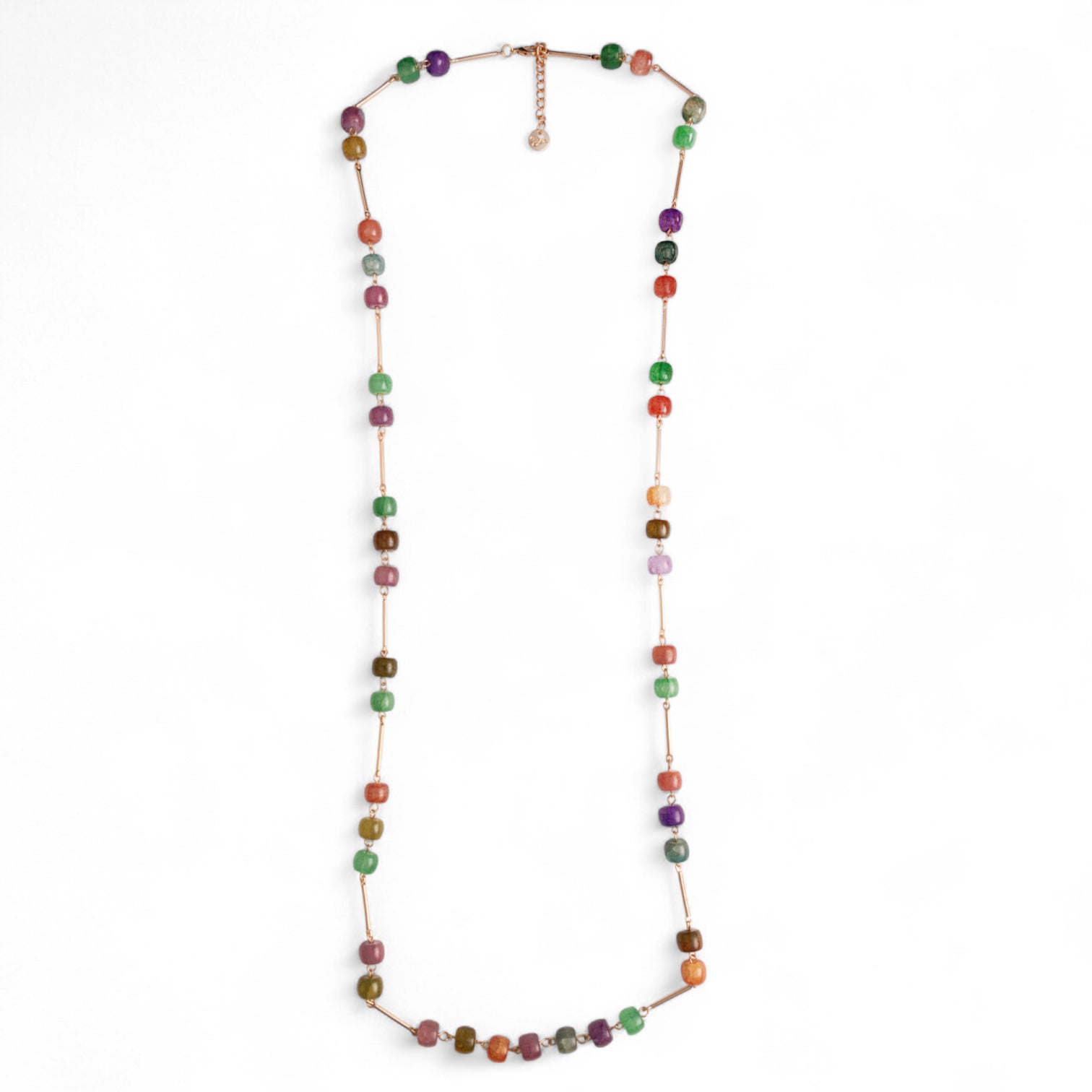 Collana lunga con pietre in vetro multicolore ed inserti in metallo - Mya Accessories