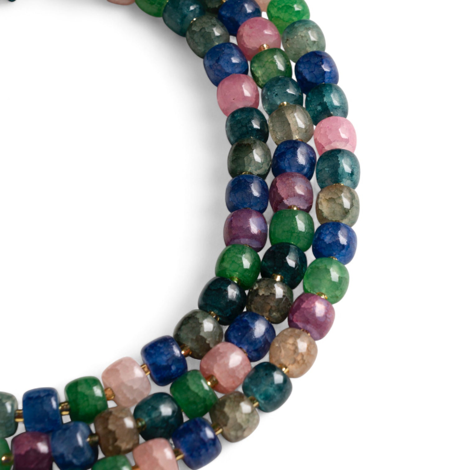 Collana girocollo multi filo con pietre circolari in vetro multicolore - Mya Accessories