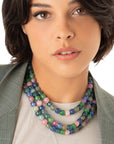 Collana girocollo multi filo con pietre circolari in vetro multicolore - Mya Accessories