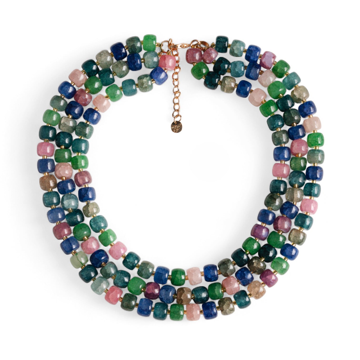 Collana girocollo multi filo con pietre circolari in vetro multicolore - Mya Accessories