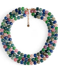 Collana girocollo multi filo con pietre circolari in vetro multicolore - Mya Accessories