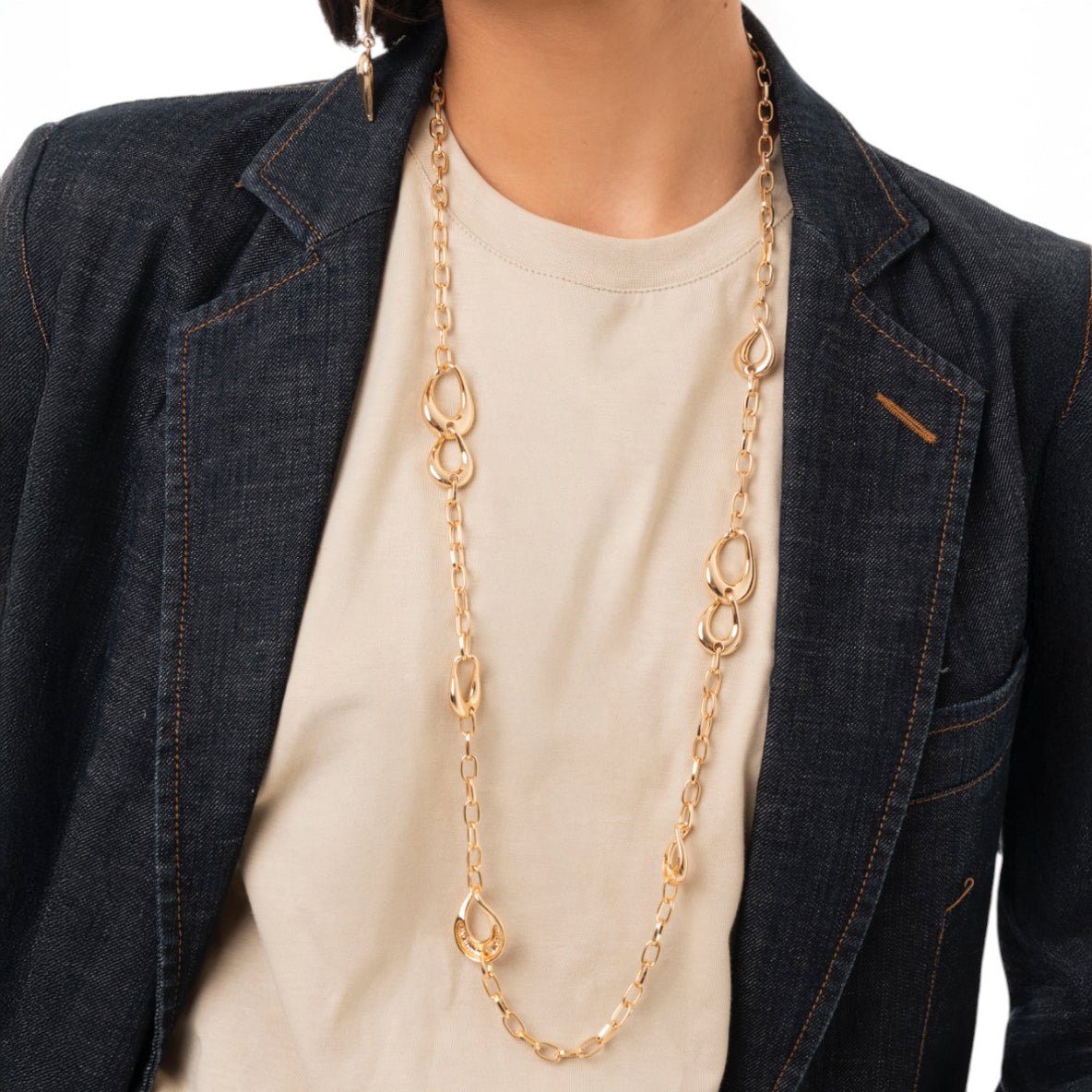 Collana lunga in metallo con inserti a forma di goccia - Mya Accessories