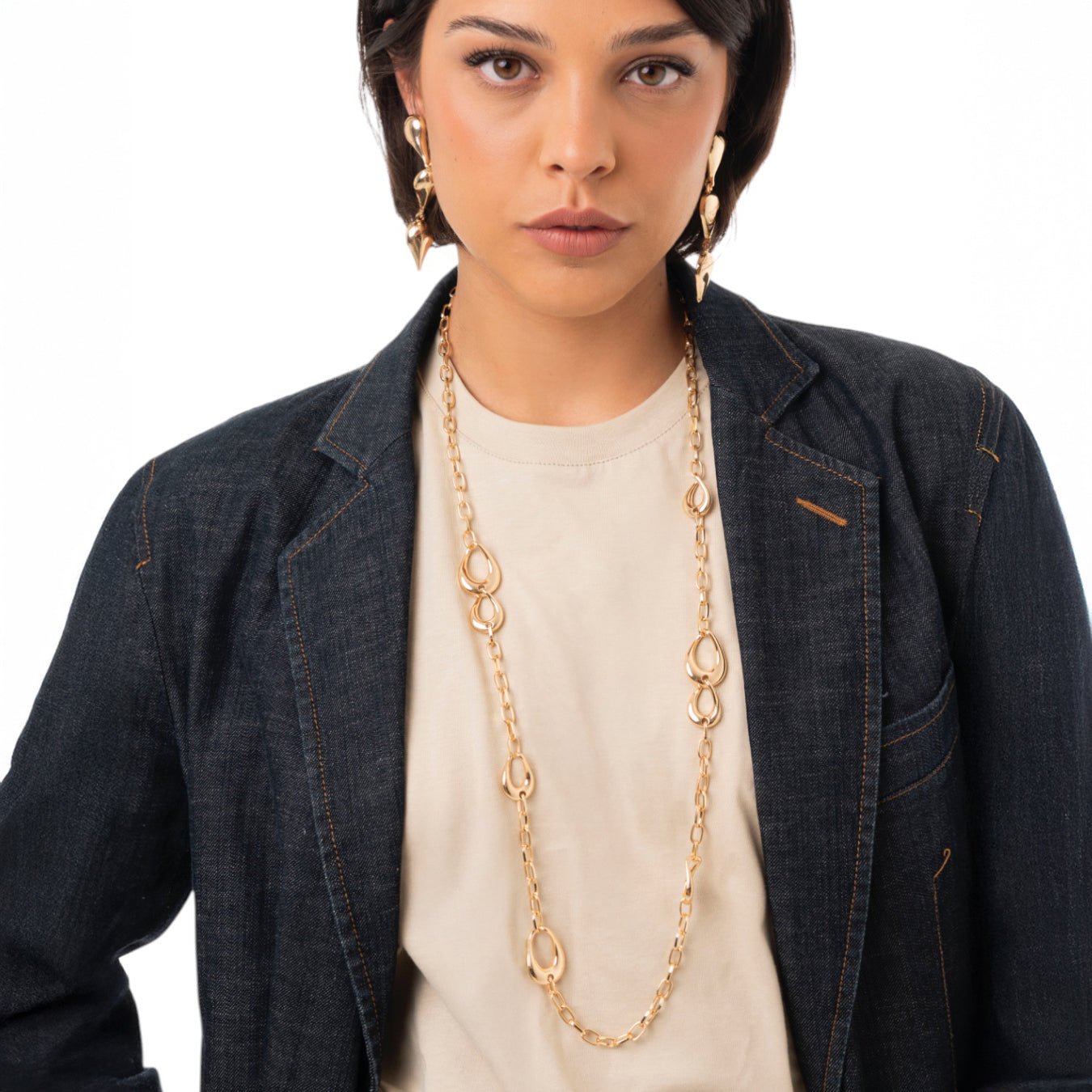 Collana lunga in metallo con inserti a forma di goccia - Mya Accessories