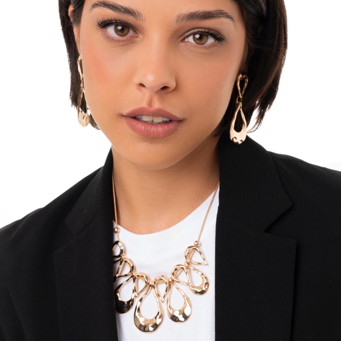 Collana con catena sottile pendente in metallo martellato - Mya Accessories