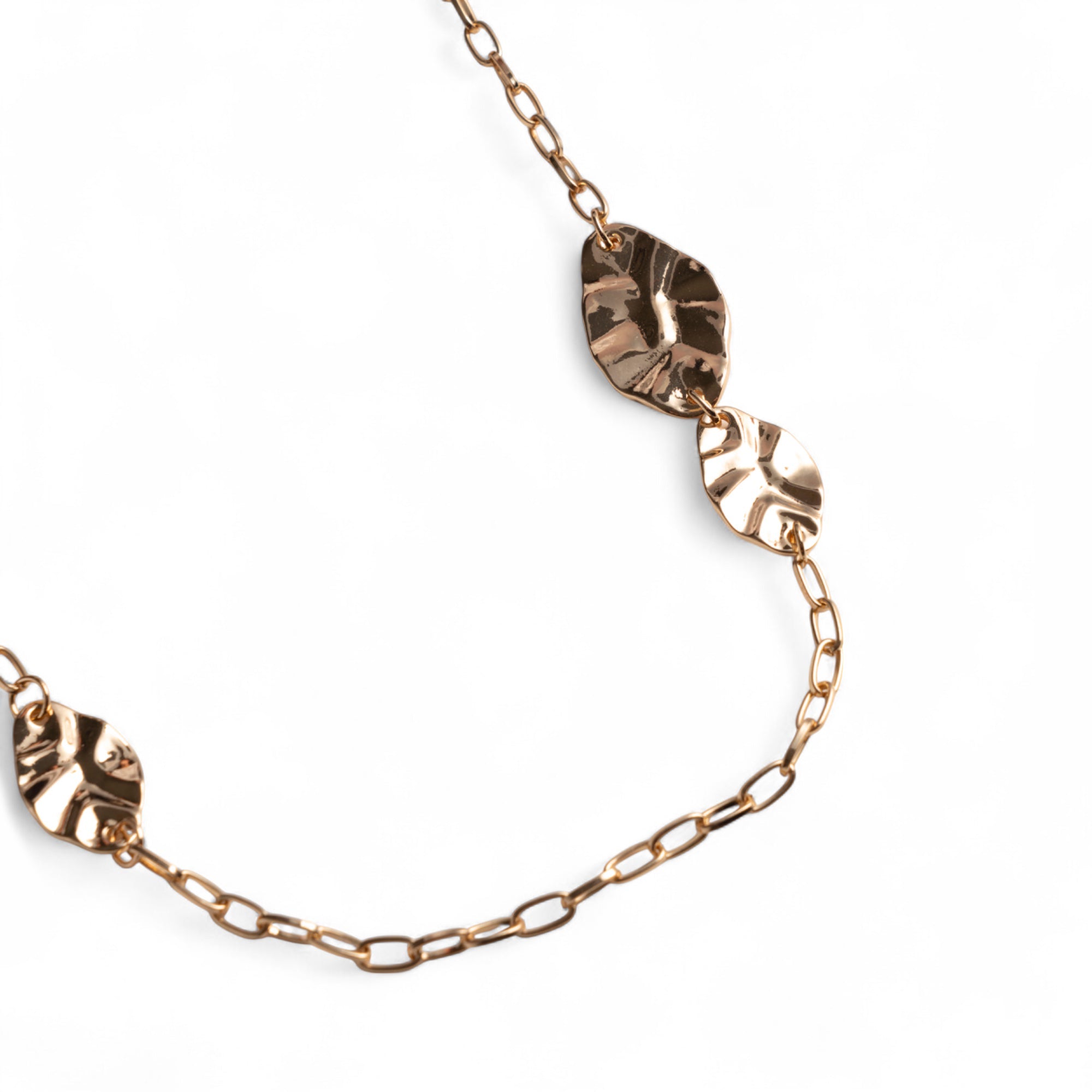 Collana lunga a catena sottile con inserti foglie in metallo - Mya Accessories