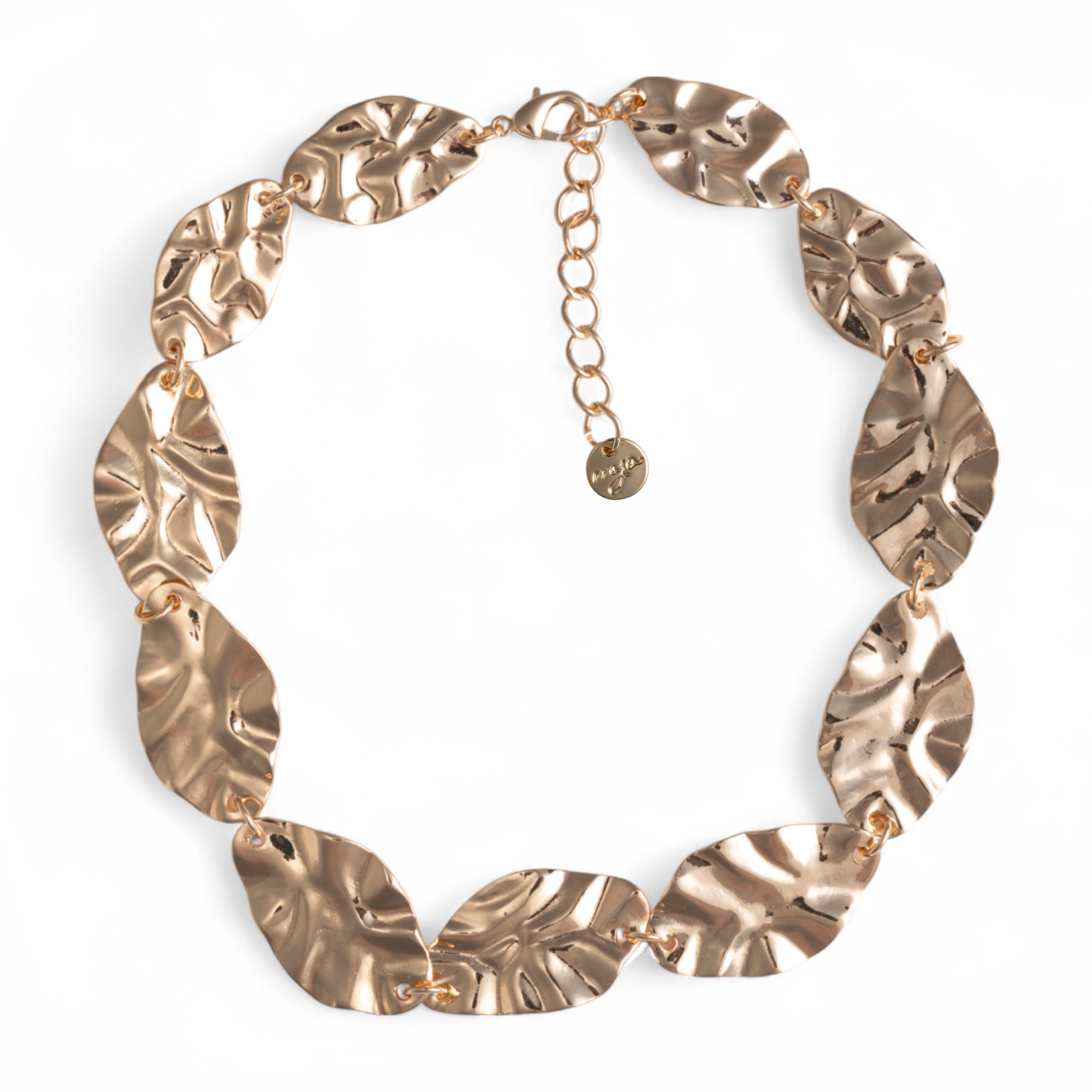Collana girocollo con foglie in metallo martellato - Mya Accessories