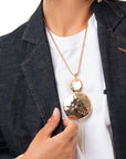 Collana snake con doppio medaglione circolare e fili in metallo pendenti - Mya Accessories