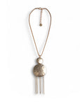 Collana snake con doppio medaglione circolare e fili in metallo pendenti - Mya Accessories