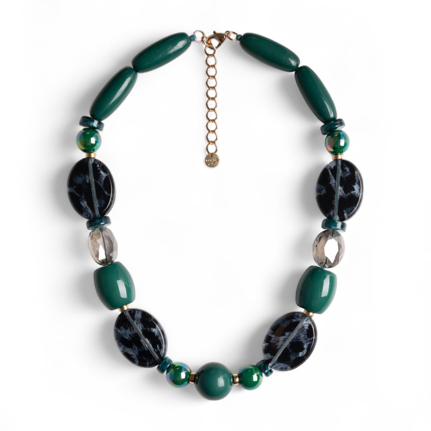 Collana con pietre in acrilico sui toni del nero e del verde - Mya Accessories
