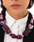 Collana girocollo con pietre in acrilico tono viola - Mya Accessories