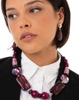 Collana girocollo con pietre in acrilico tono viola - Mya Accessories