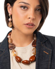 Collana girocollo con pietre in acrilico tono marrone - Mya Accessories