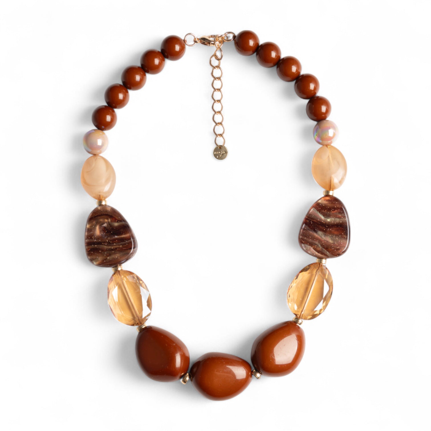Collana girocollo con pietre in acrilico tono marrone - Mya Accessories