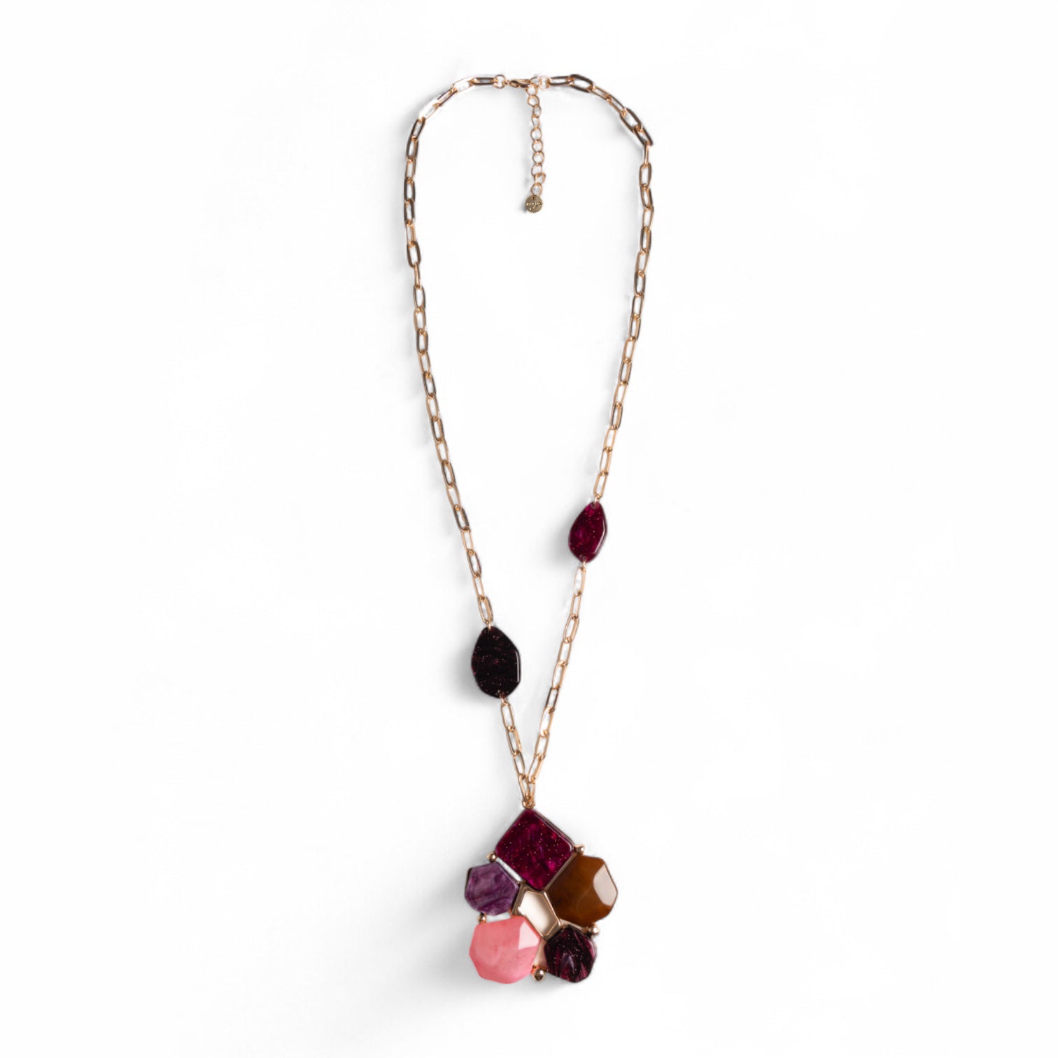 Collana lunga a catena con pendente a forma di fiore in acrilico e resina tono viola - Mya Accessories