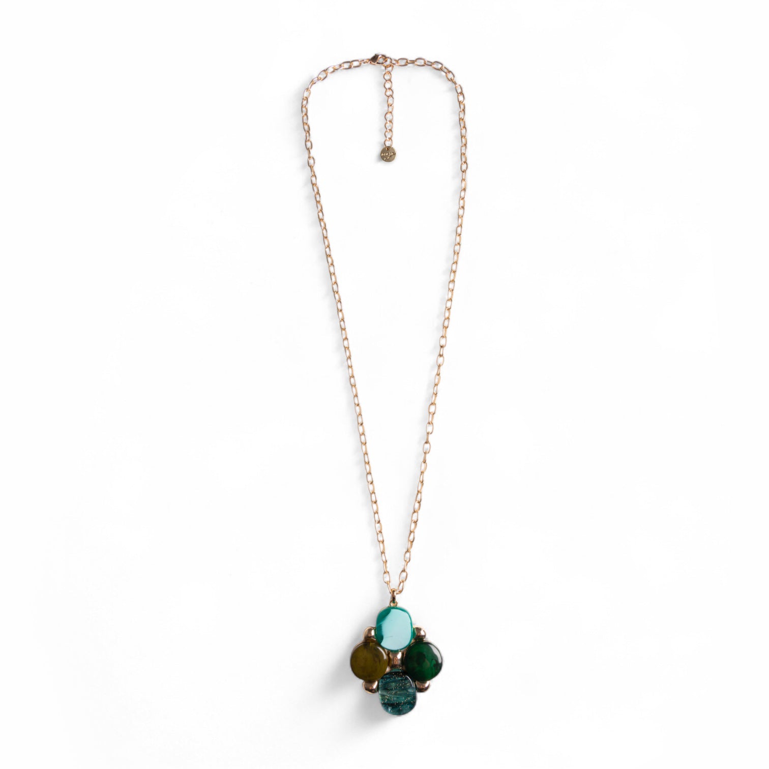 Collana lunga a catena con pendente a forma di fiore in acrilico e resina tono verde - Mya Accessories