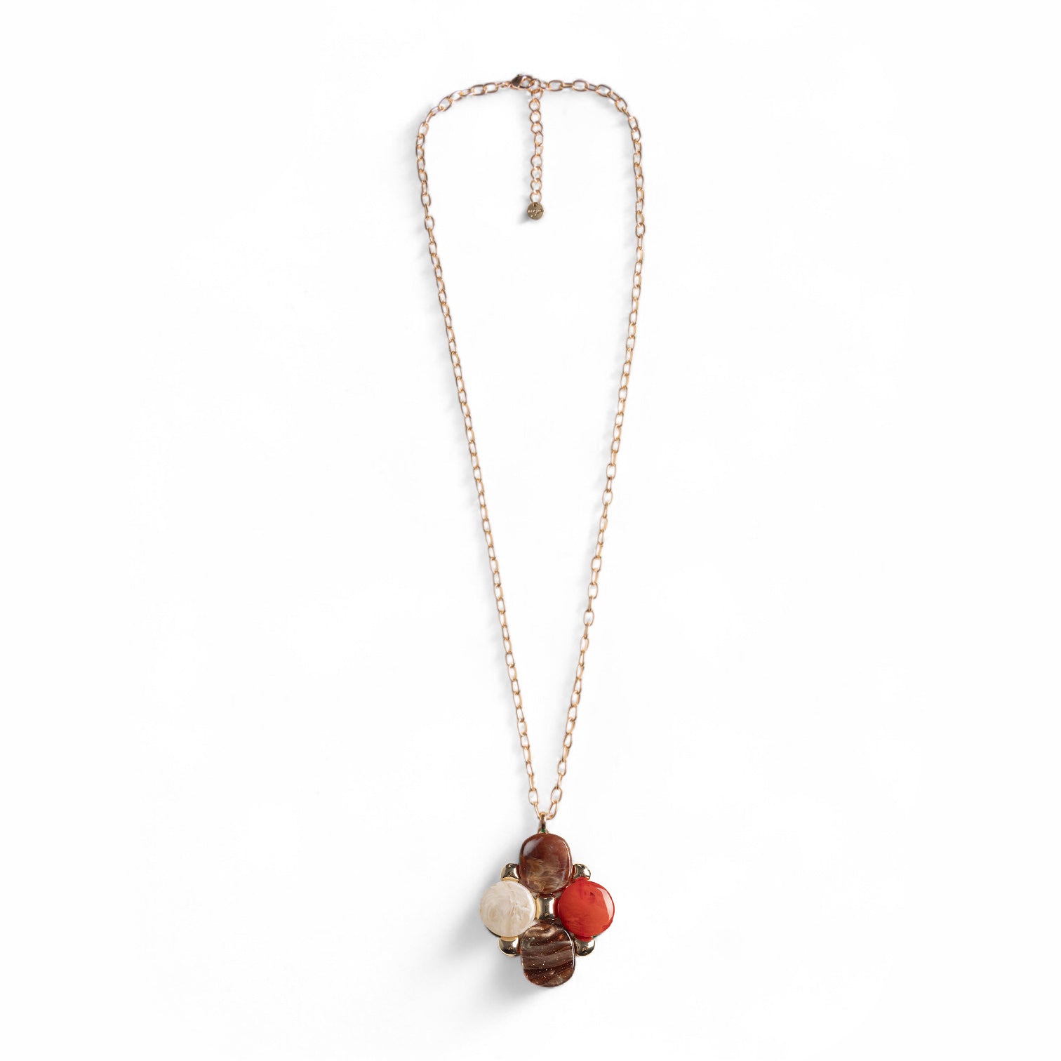 Collana lunga a catena con pendente a forma di fiore in acrilico e resina tono beige - Mya Accessories