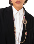Collana lunga a catena con inserti circolari in acrilico leopardato rosso - Mya Accessories