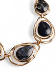 Collana girocollo a catena con inserti in acrilico animalier tono blu e nero - Mya Accessories
