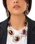 Collana girocollo a catena con inserti in acrilico tono marrone marmorizzato - Mya Accessories