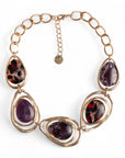 Collana girocollo a catena con inserti in acrilico tono marrone marmorizzato - Mya Accessories