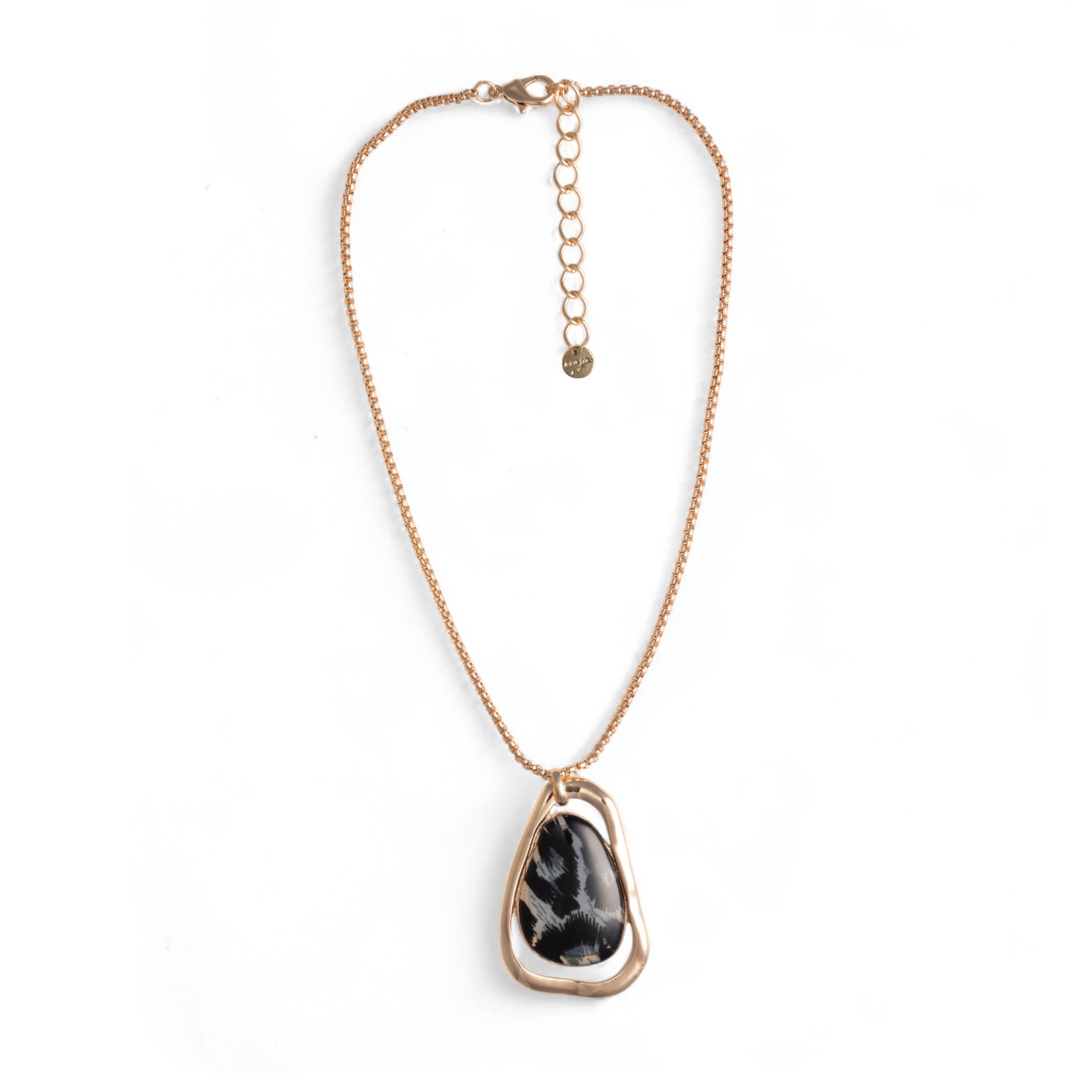 Collana con catena sottile e pendente in metallo ed acrilico animalier tono nero - Mya Accessories