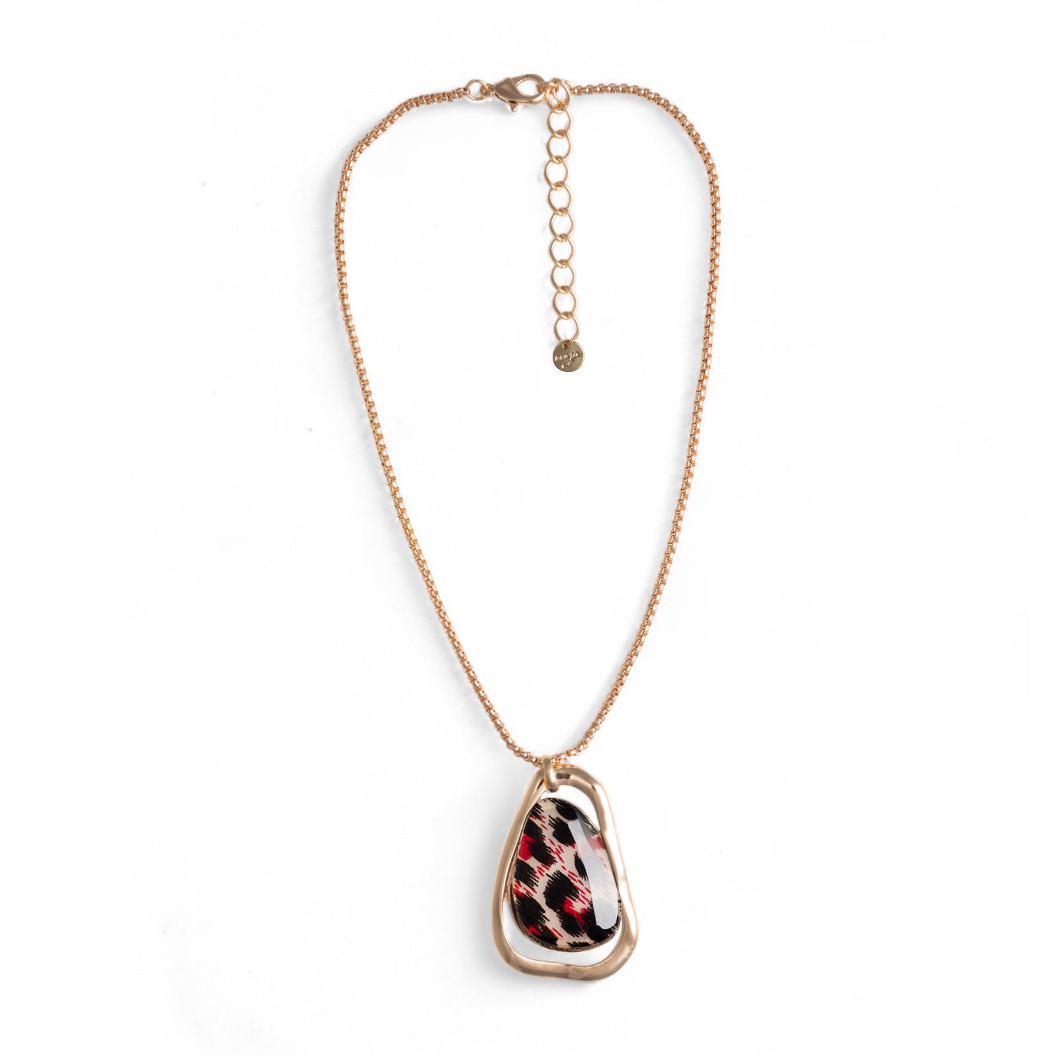 Collana con catena sottile e pendente in metallo ed acrilico animalier tono rosso - Mya Accessories