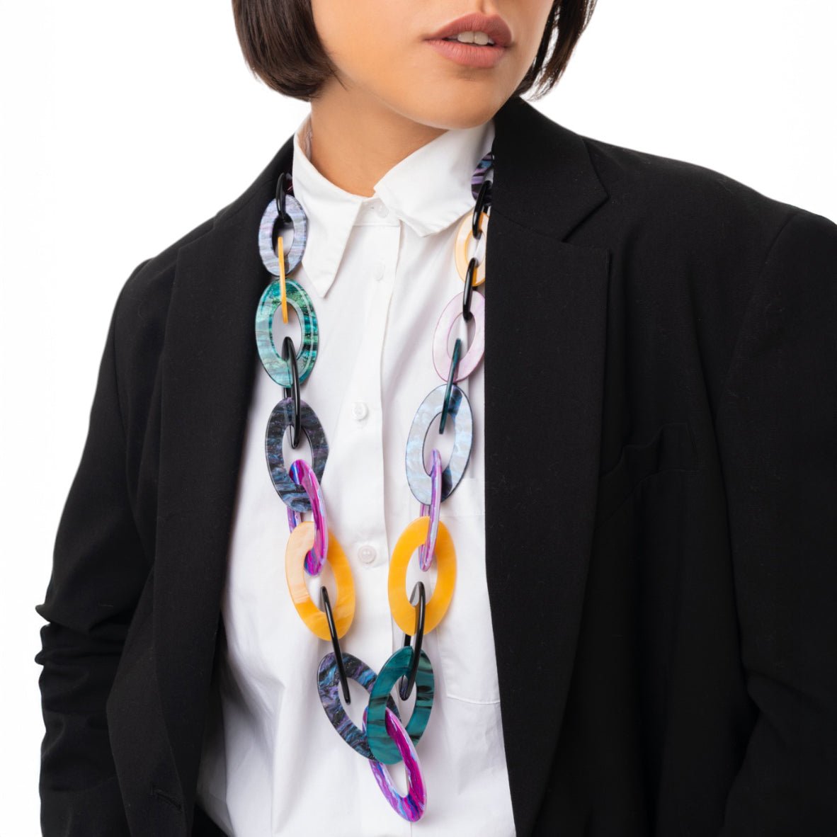 Collana lunga con catena in acrilico multicolore - Mya Accessories