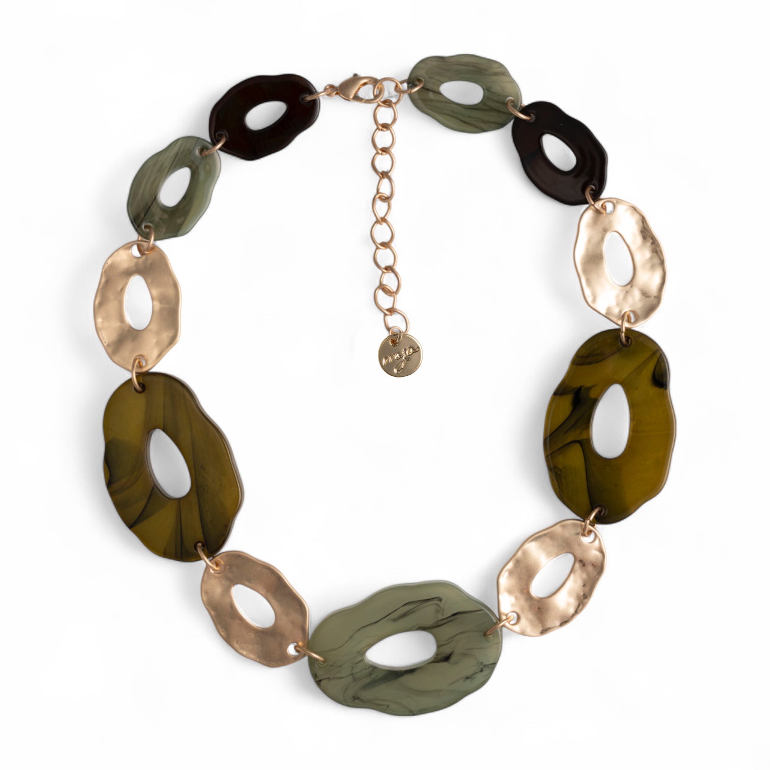 Collana girocollo in acrilico da forme irregolari tono verde - Mya Accessories