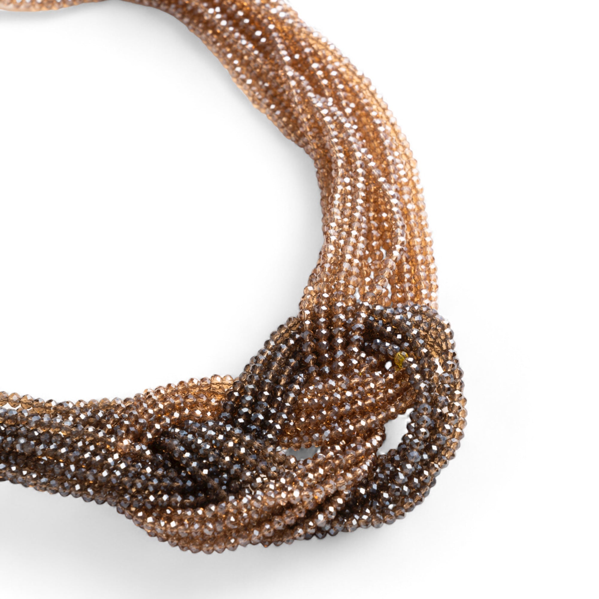Collana girocollo multifilo di microcristalli con nodo tono beige e grigio - Mya Accessories
