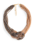 Collana girocollo multifilo di microcristalli con nodo tono beige e grigio - Mya Accessories