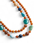 Collana lunga con pietre in acrilico e vetro tono marrone - Mya Accessories
