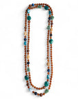 Collana lunga con pietre in acrilico e vetro tono marrone - Mya Accessories