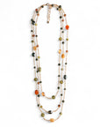Collana lunga multifilo a catena con pietre in acrilico e vetro tono verde - Mya Accessories