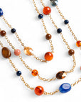 Collana lunga multifilo a catena con pietre in acrilico e vetro multi blu - Mya Accessories