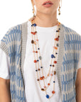 Collana lunga multifilo a catena con pietre in acrilico e vetro multi blu - Mya Accessories