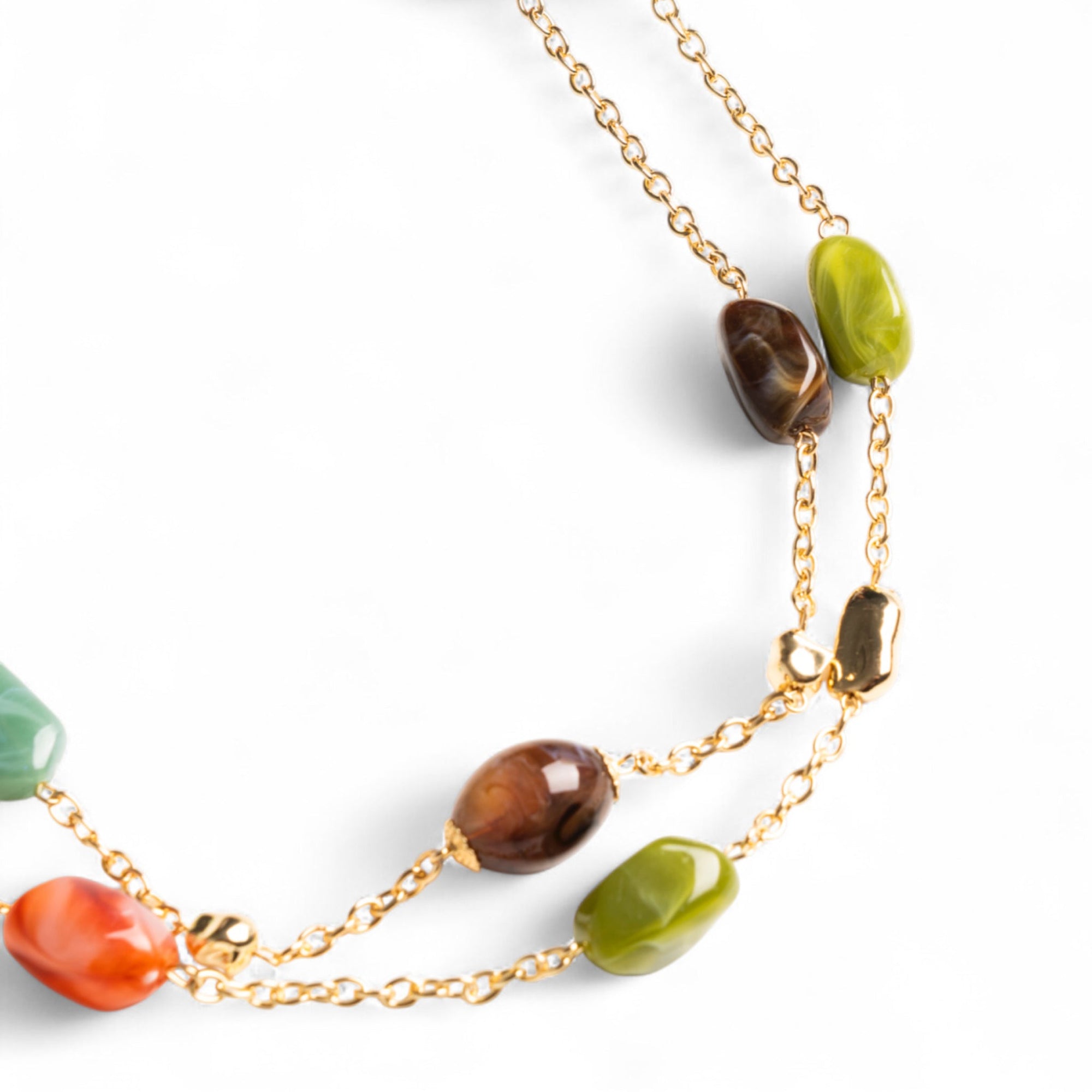 Collana multifilo a catena con pietre in acrilico multi verde - Mya Accessories