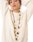 Collana multifilo a catena con pietre in acrilico multi verde - Mya Accessories