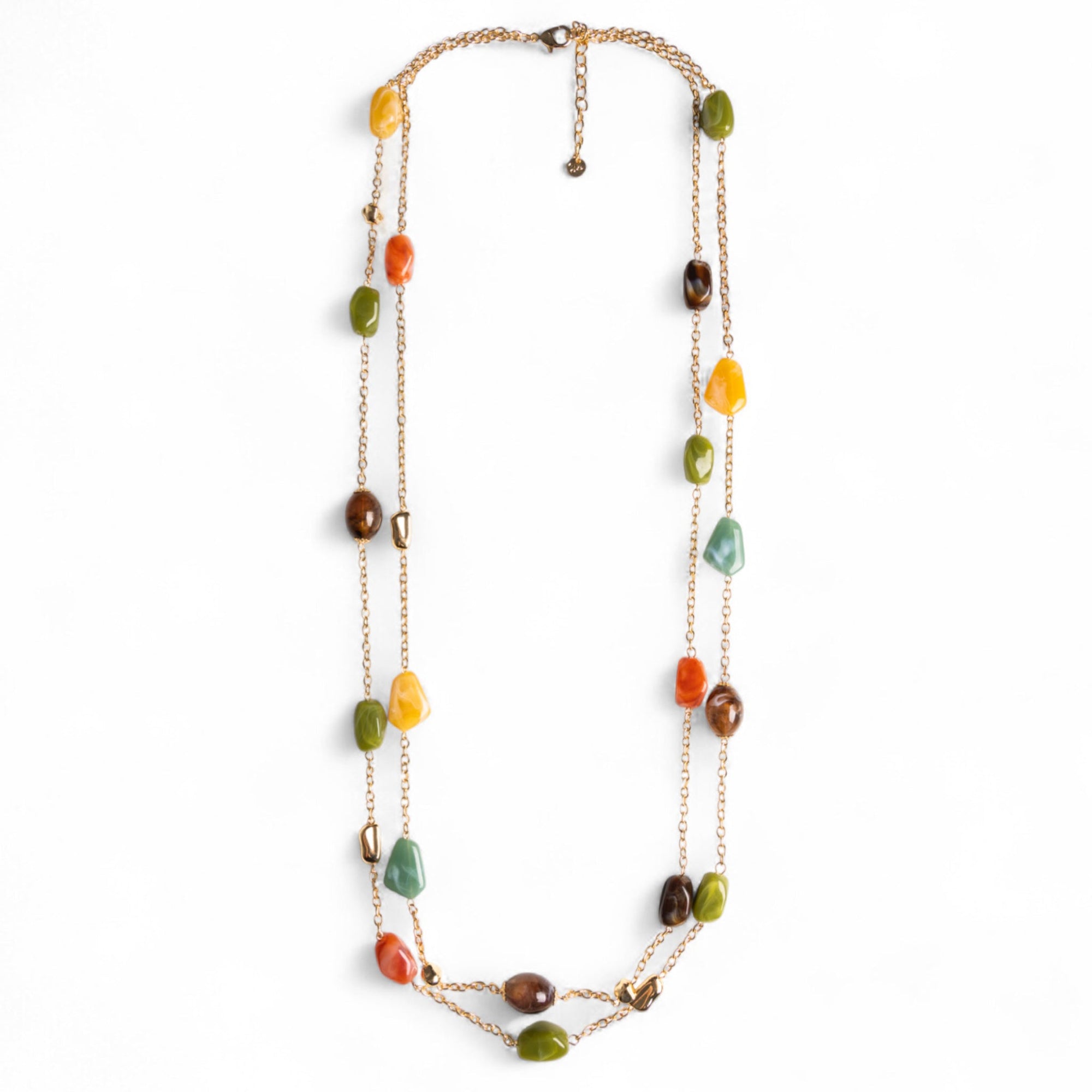 Collana multifilo a catena con pietre in acrilico multi verde - Mya Accessories