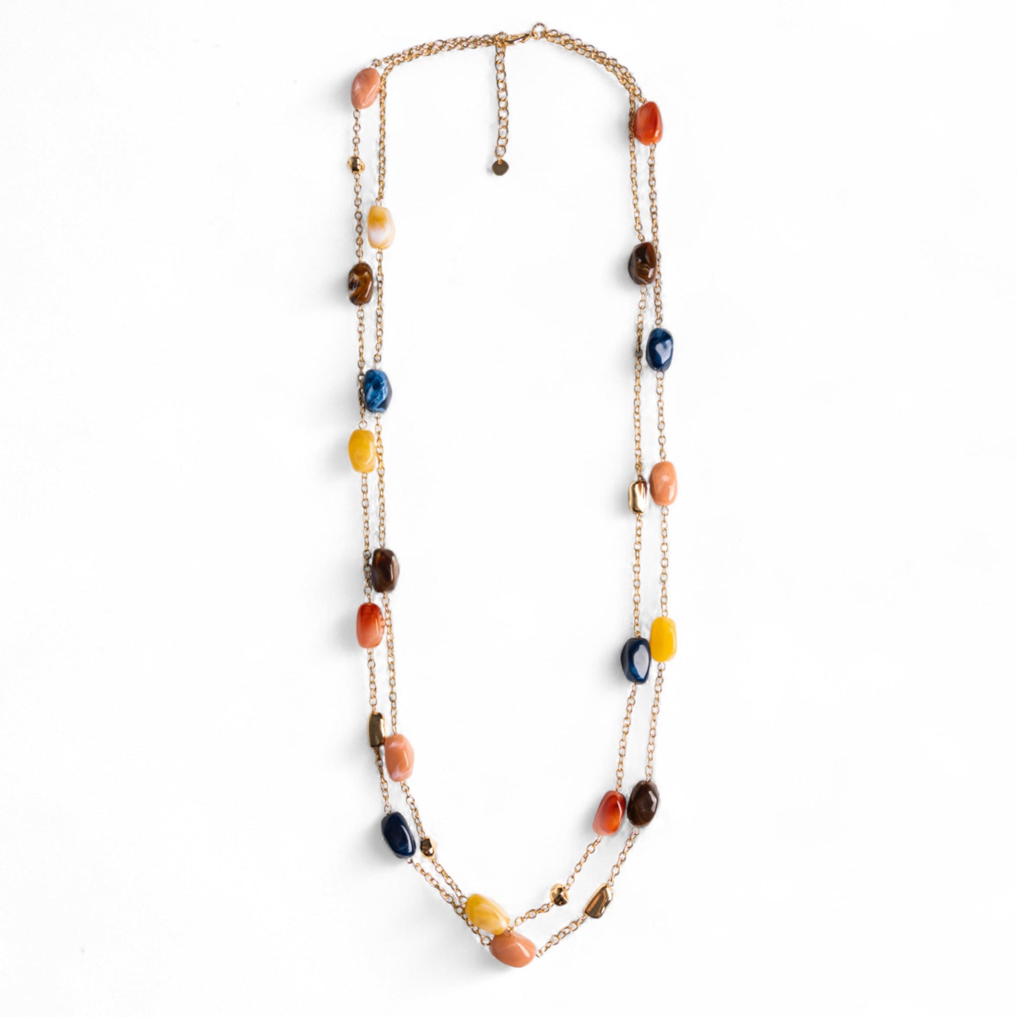 Collana multifilo a catena con pietre in acrilico multi blu - Mya Accessories