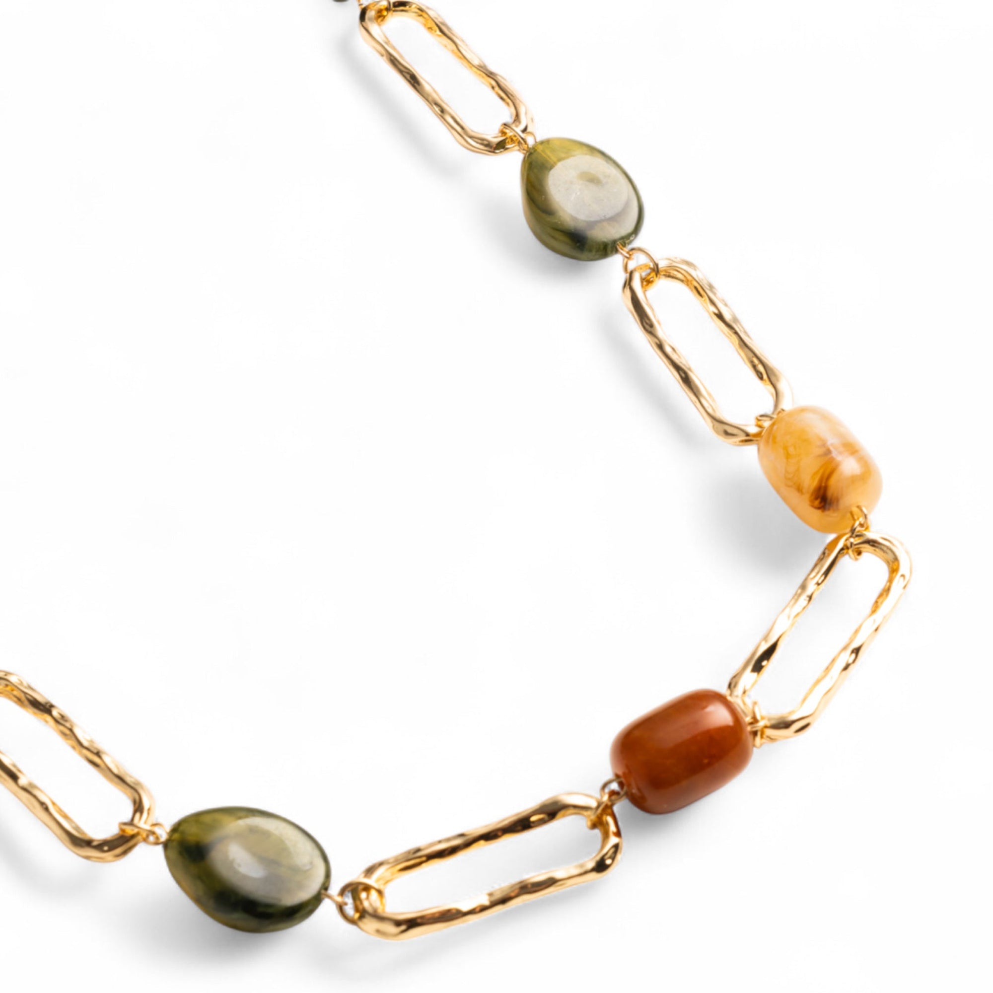 Collana lunga a catena con inserti in acrilico multi verde - Mya Accessories