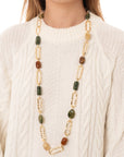 Collana lunga a catena con inserti in acrilico multi verde - Mya Accessories