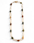 Collana lunga a catena con inserti in acrilico multi verde - Mya Accessories