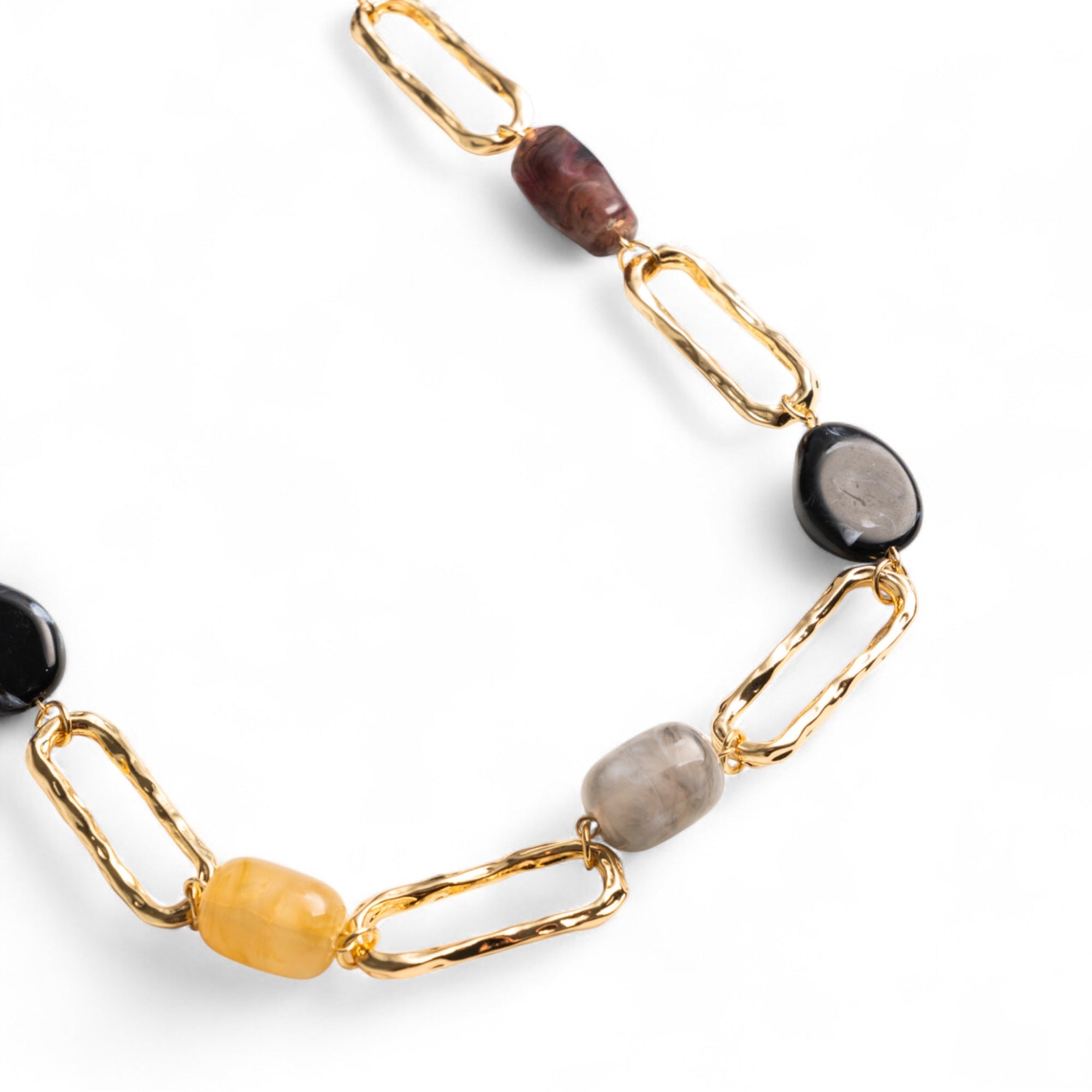 Collana lunga a catena con inserti in acrilico tono nero - Mya Accessories