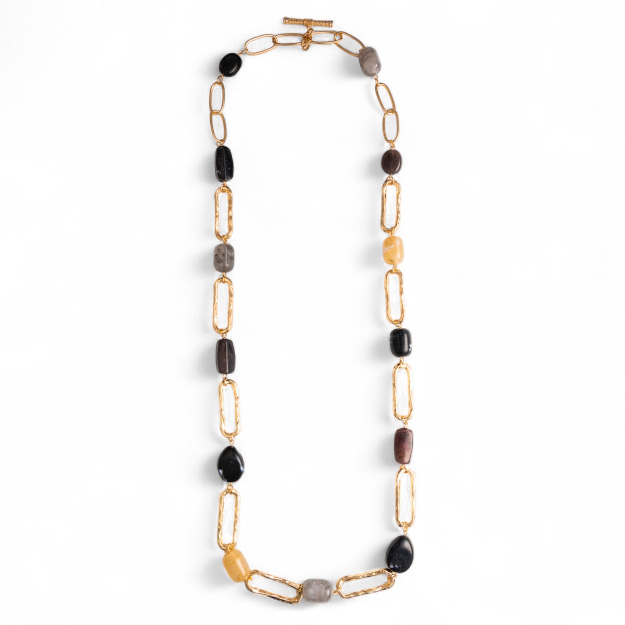 Collana lunga a catena con inserti in acrilico tono nero - Mya Accessories