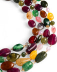 Collana girocollo multifilo con pietre in acrilico e vetro multicolore - Mya Accessories