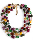 Collana girocollo multifilo con pietre in acrilico e vetro multicolore - Mya Accessories