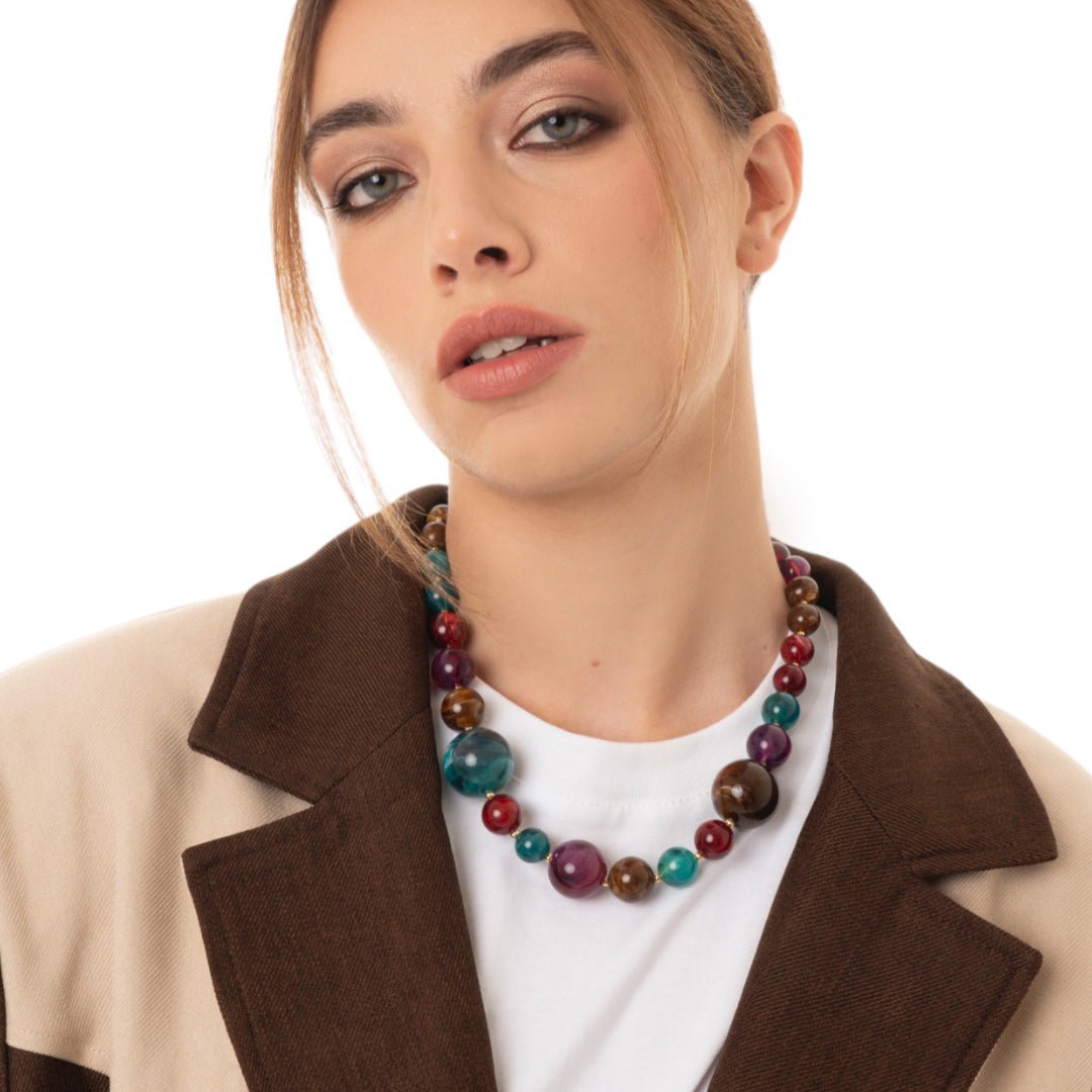 Collana girocollo con sfere in acrilico multicolore - Mya Accessories