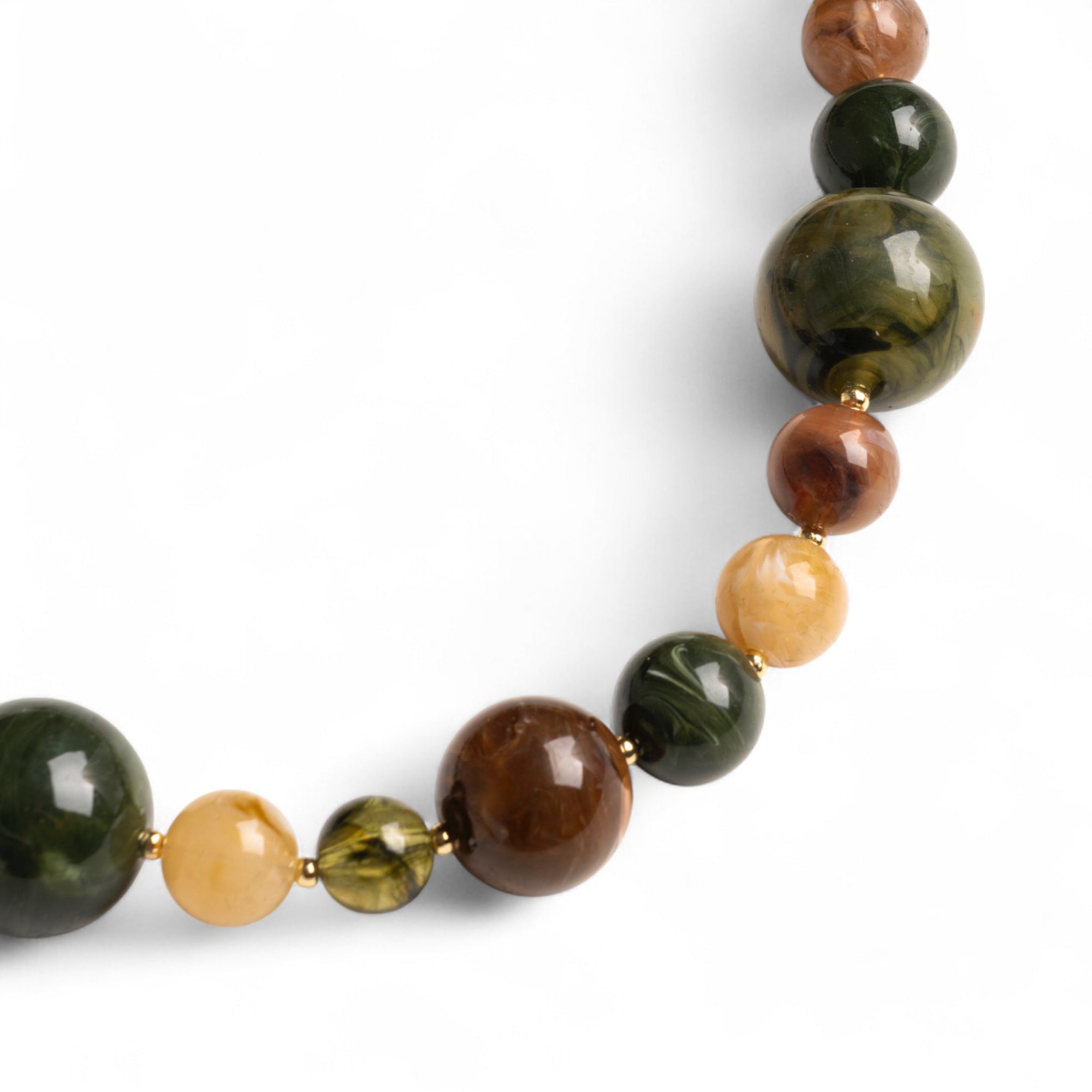 Collana girocollo con sfere in acrilico tono verde e beige - Mya Accessories