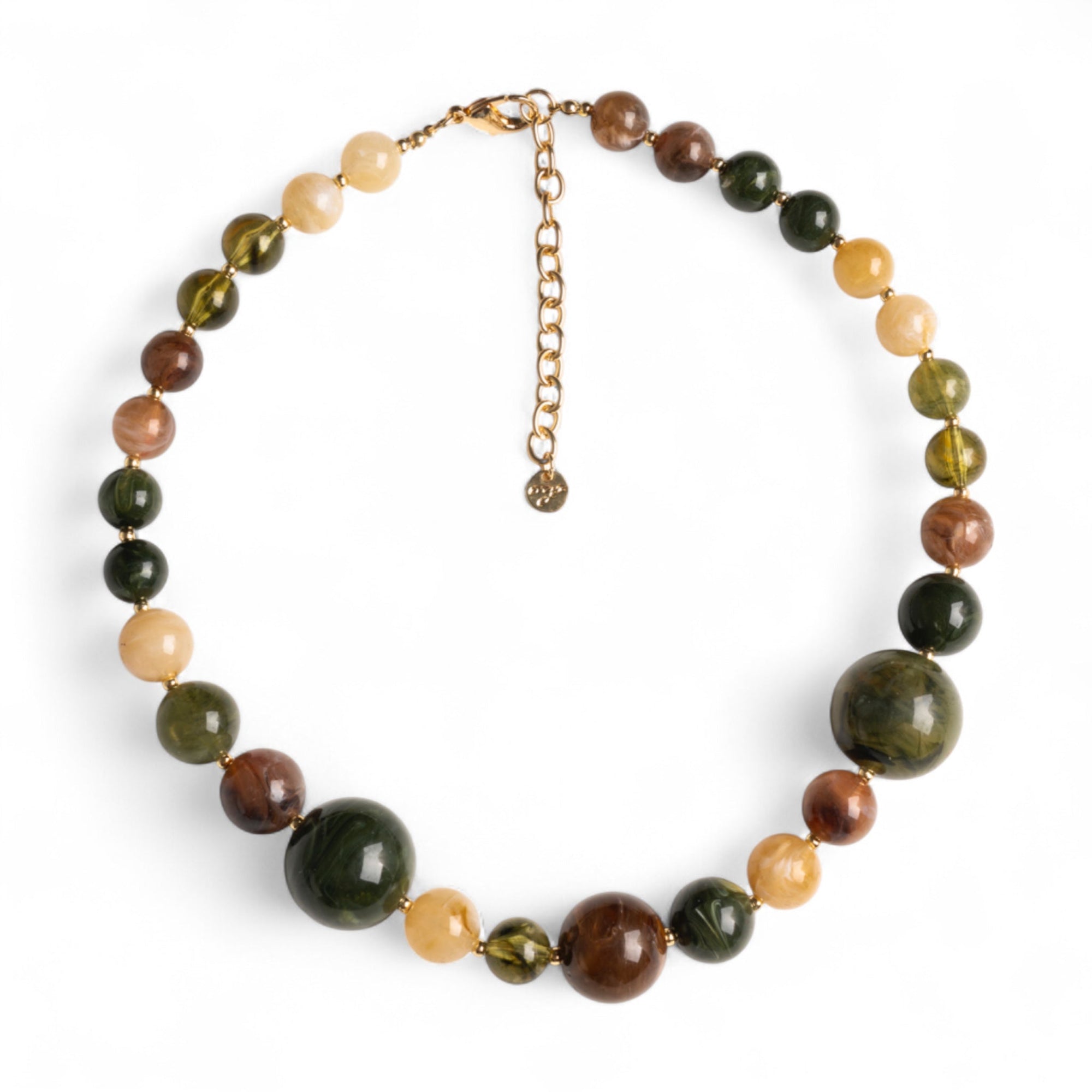 Collana girocollo con sfere in acrilico tono verde e beige - Mya Accessories