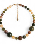 Collana girocollo con sfere in acrilico tono verde e beige - Mya Accessories